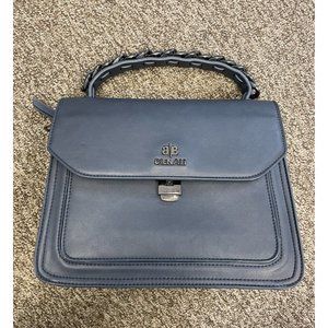 Women's Vegan Leather Navy Blue Bienali Bag with Crossbody Strap